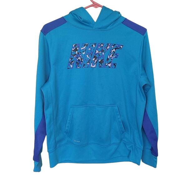 Nike Blue therma-fit Size XL Extra Large Boys Teens Kids Hoodie Camo Pocket - Picture 1 of 10